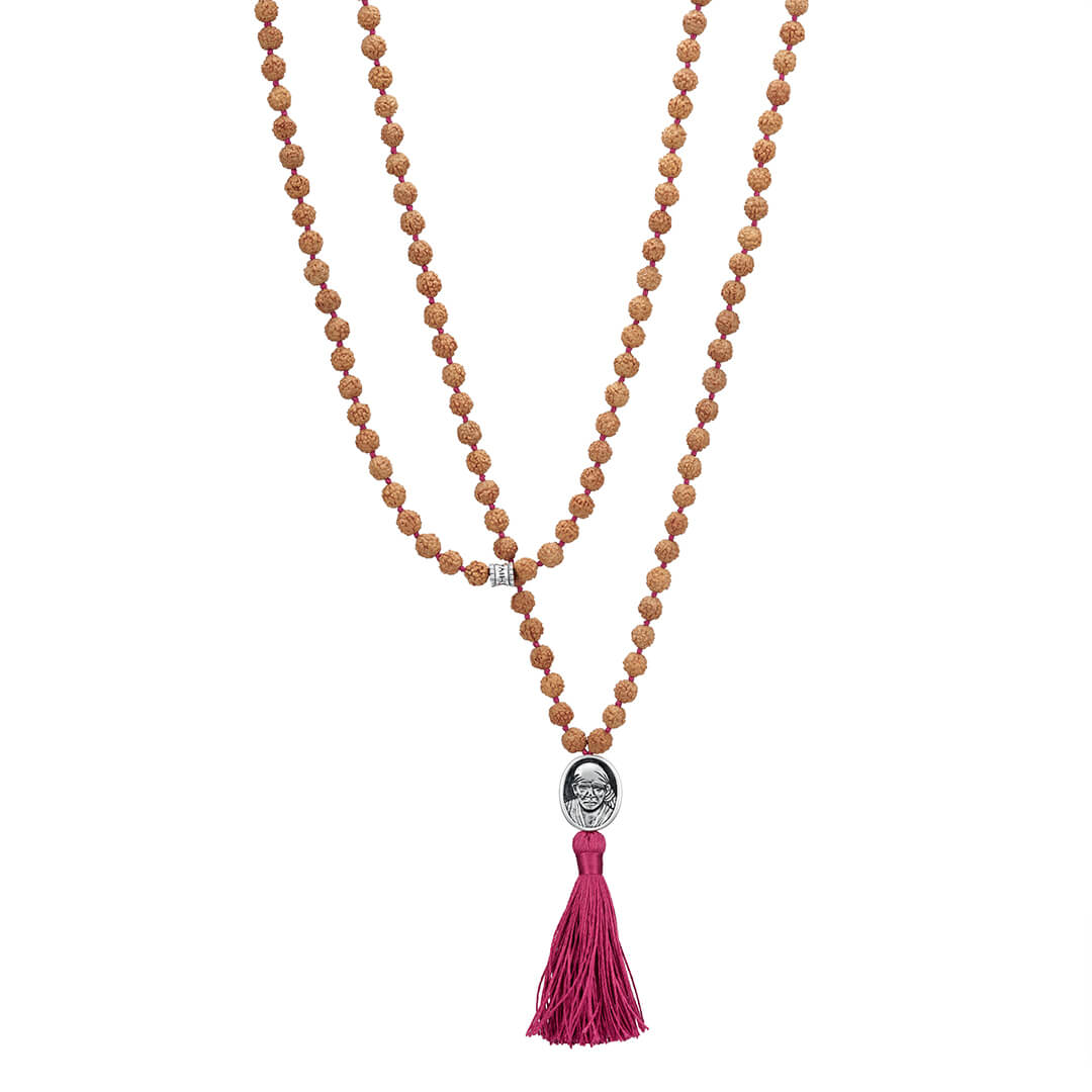 Shirdi Sai Baba Meditation Mala (silver) Maroon 1