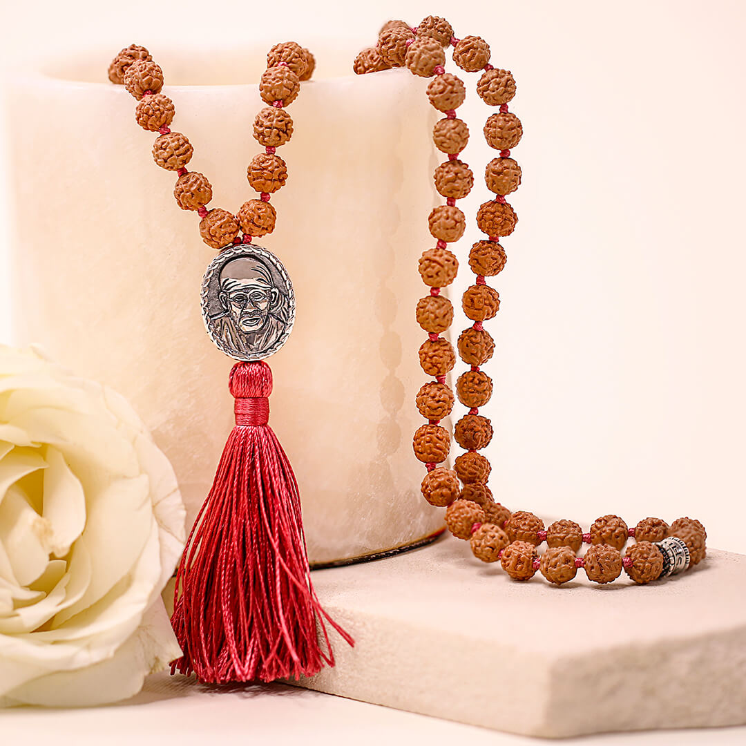 Shirdi Sai Baba Meditation Mala (silver) Maroon 4