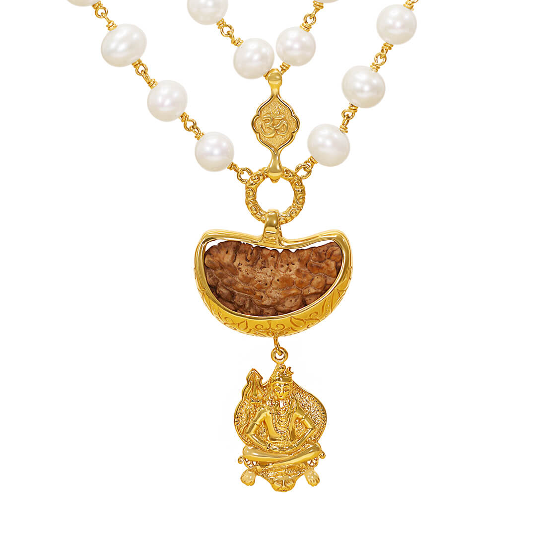 Shiva 1 Mukhi Pearl Mala (gold) 4