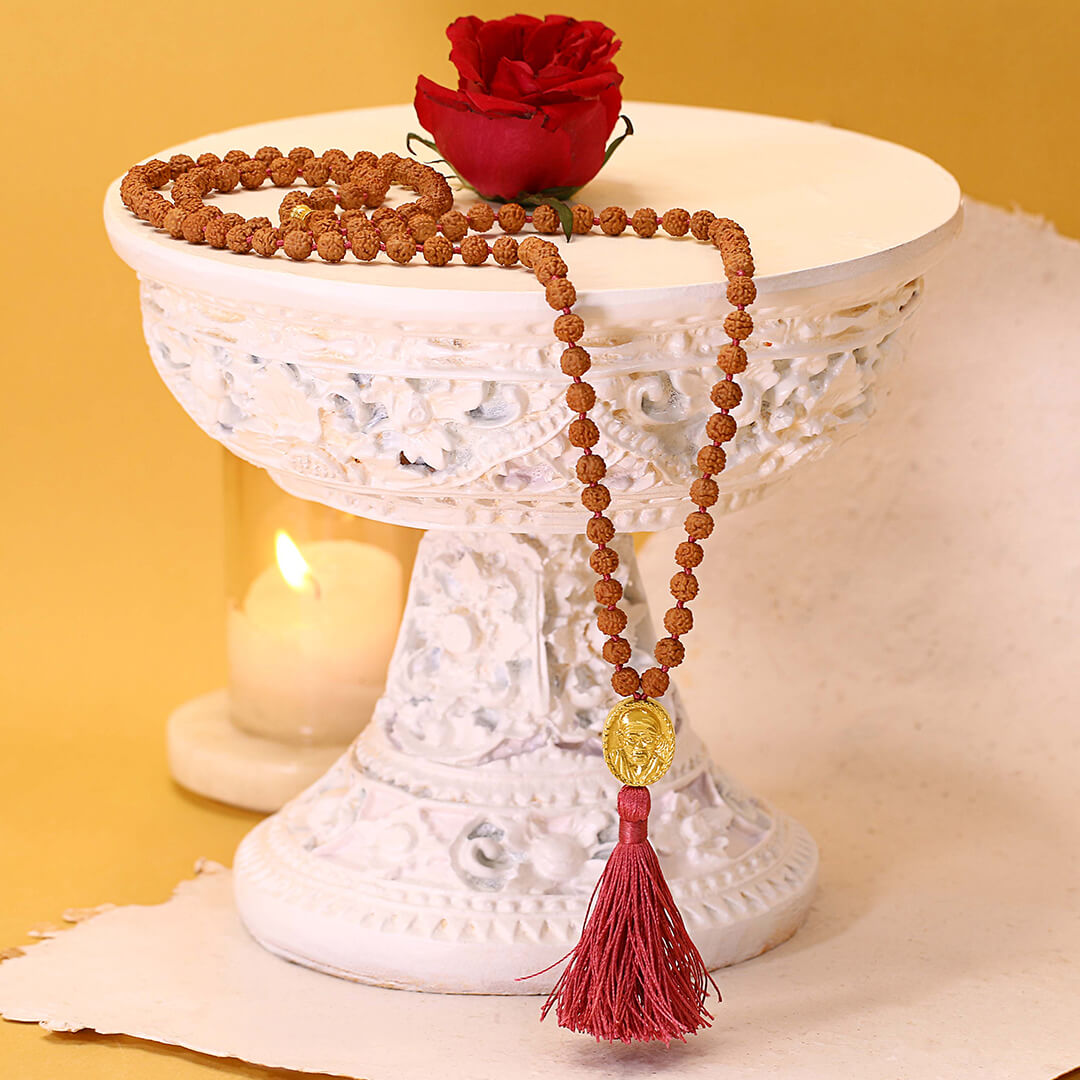 Shirdi Sai Baba Meditation Mala (burgundy-gold) 4