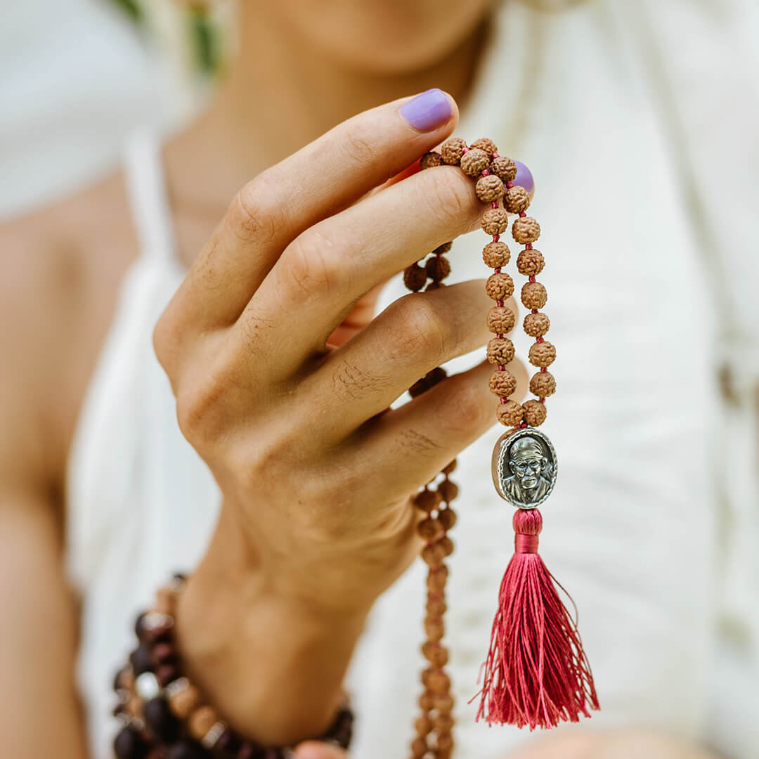 Shirdi Sai Baba Meditation Mala (burgundy-silver) 5