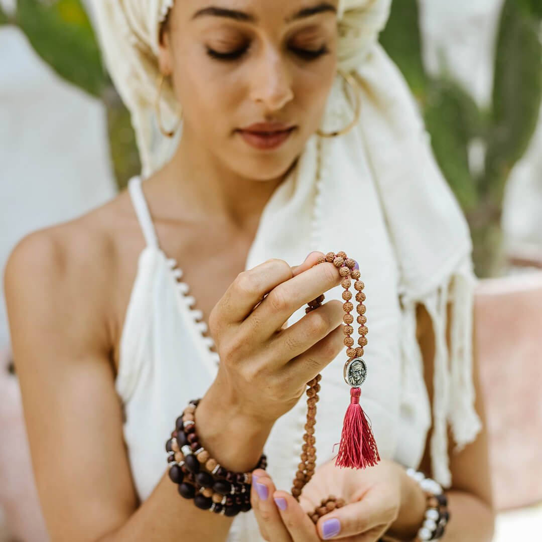Shirdi Sai Baba Meditation Mala (burgundy-silver) 6