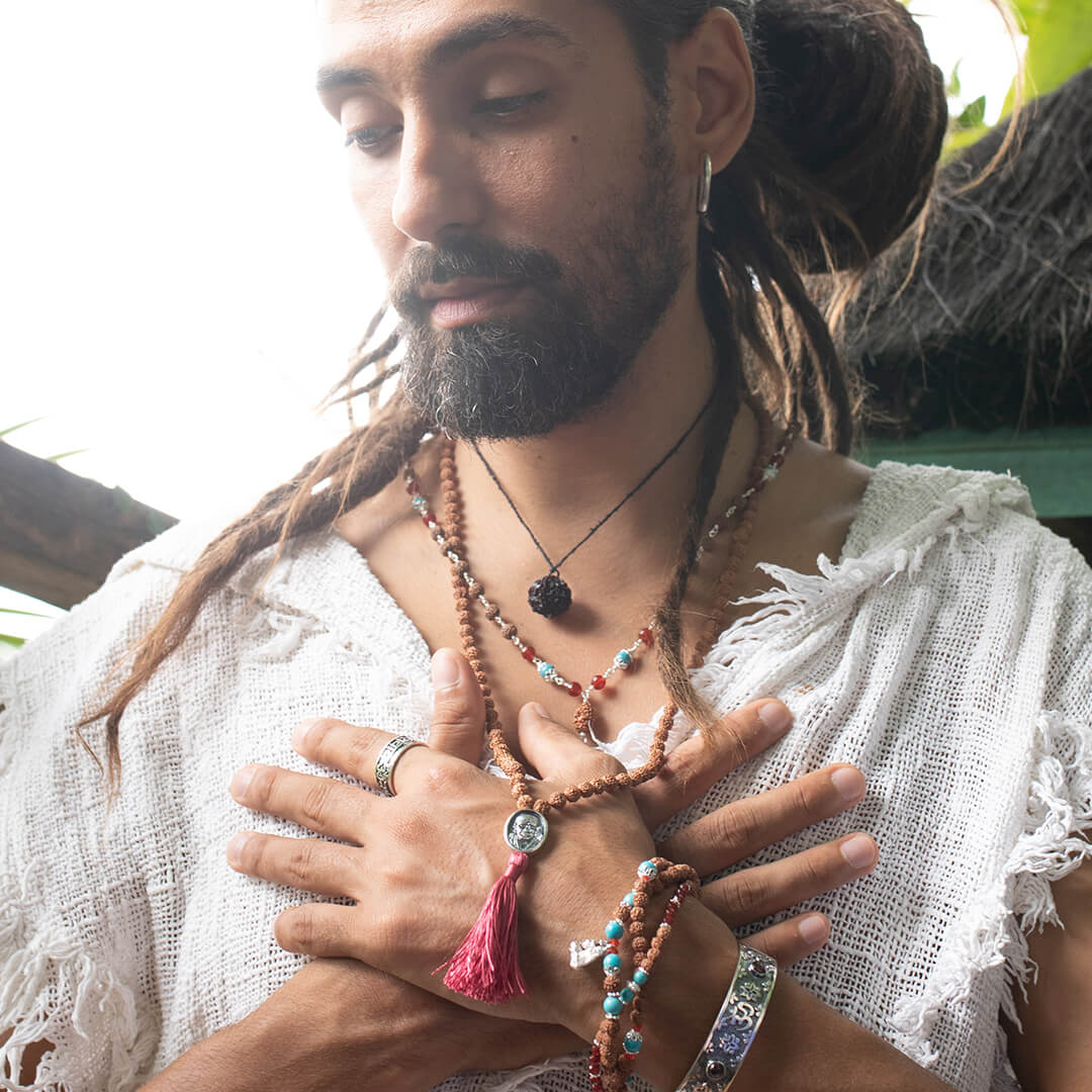 Shirdi Sai Baba Meditation Mala (burgundy-silver) 7