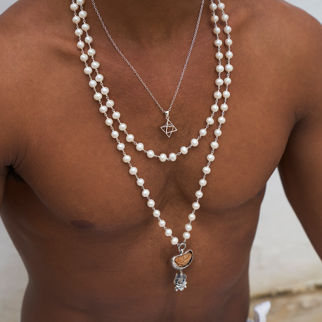 Shiva 1 Mukhi Pearl Mala (silver) 8