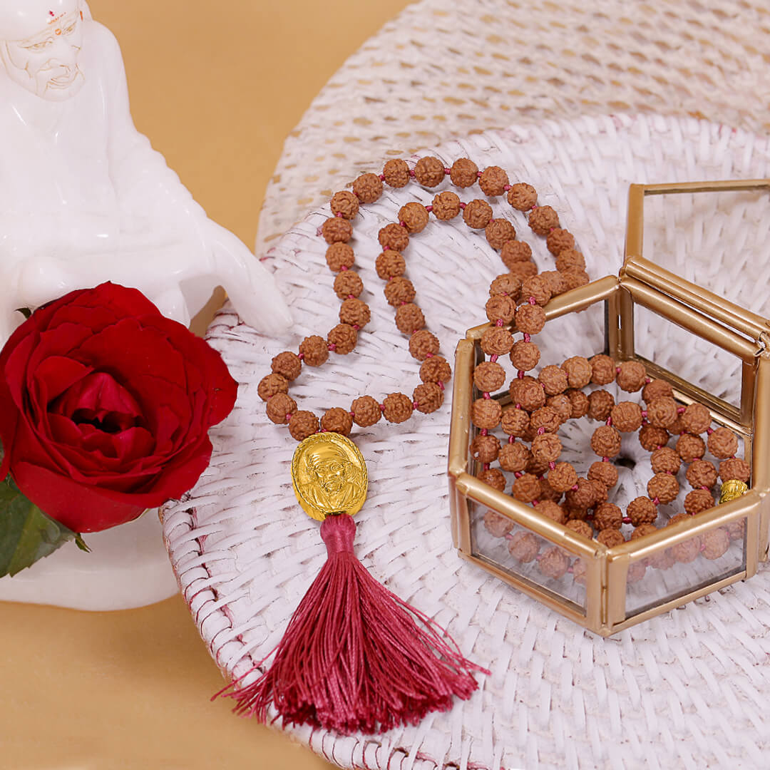 Shirdi Sai Baba Meditation Mala (burgundy-gold) 5