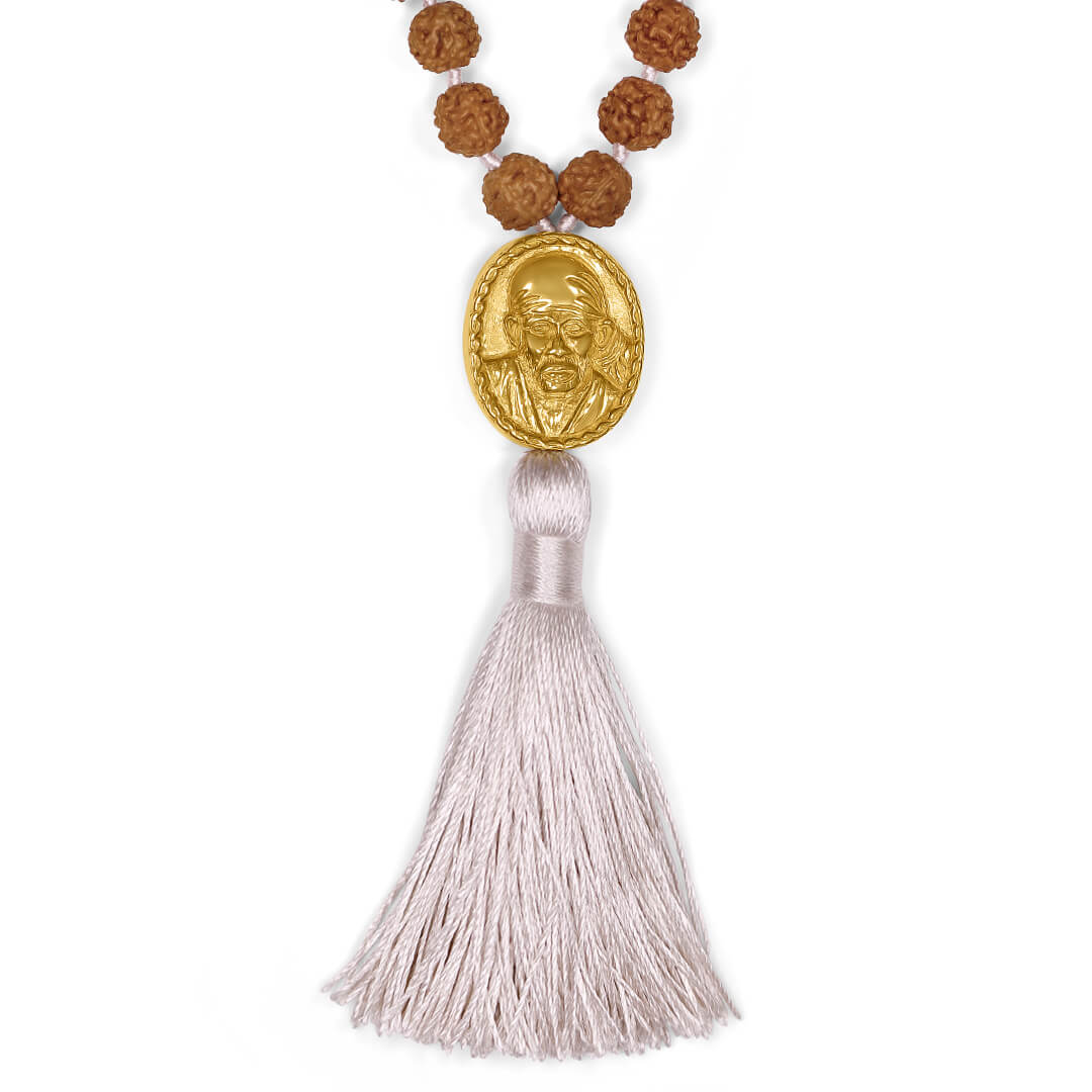 Shirdi Sai Baba Meditation Mala (ecru-gold) 3