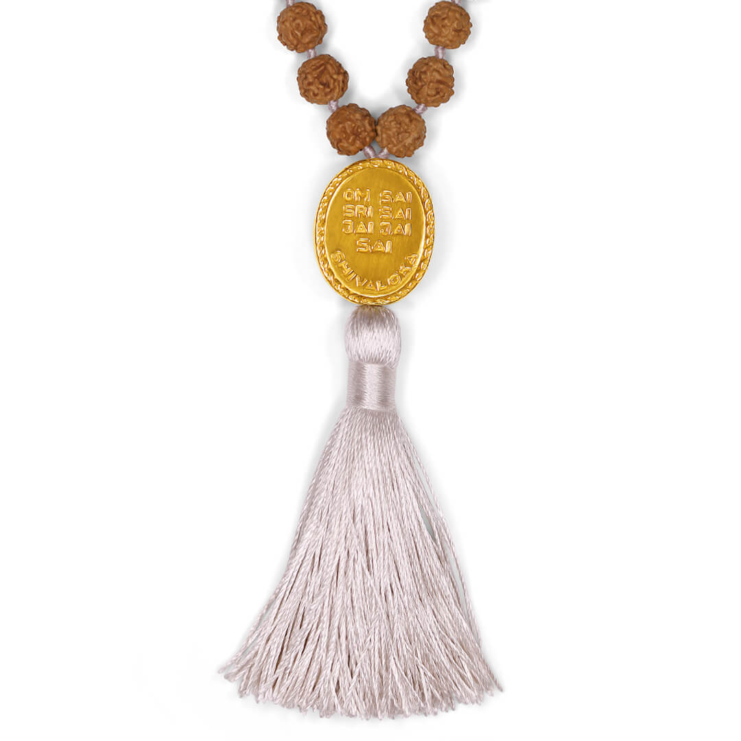 Shirdi Sai Baba Meditation Mala (ecru-gold) 4