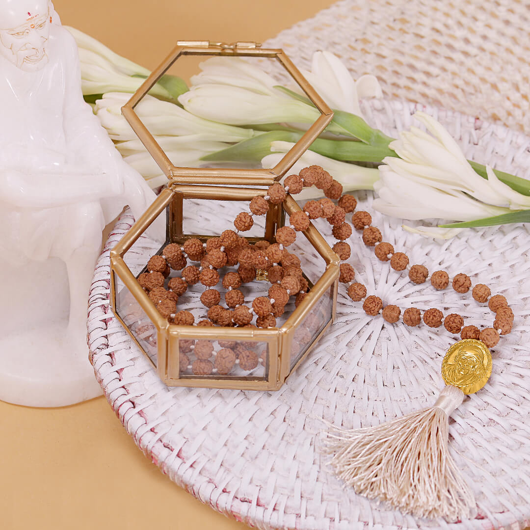 Shirdi Sai Baba Meditation Mala (ecru-gold) 7