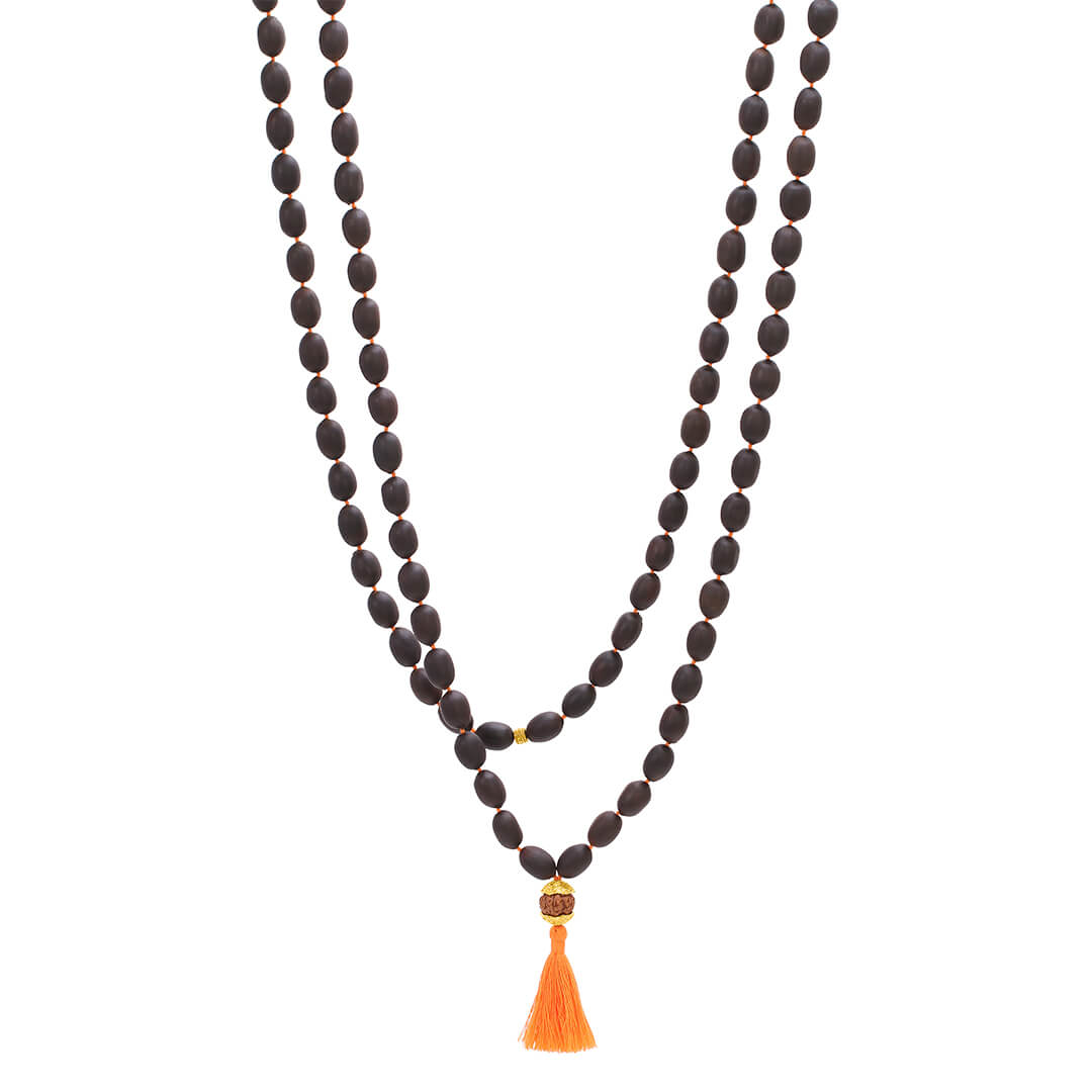 Lotus Dhyana Saffron 108 (with mukhi) 1