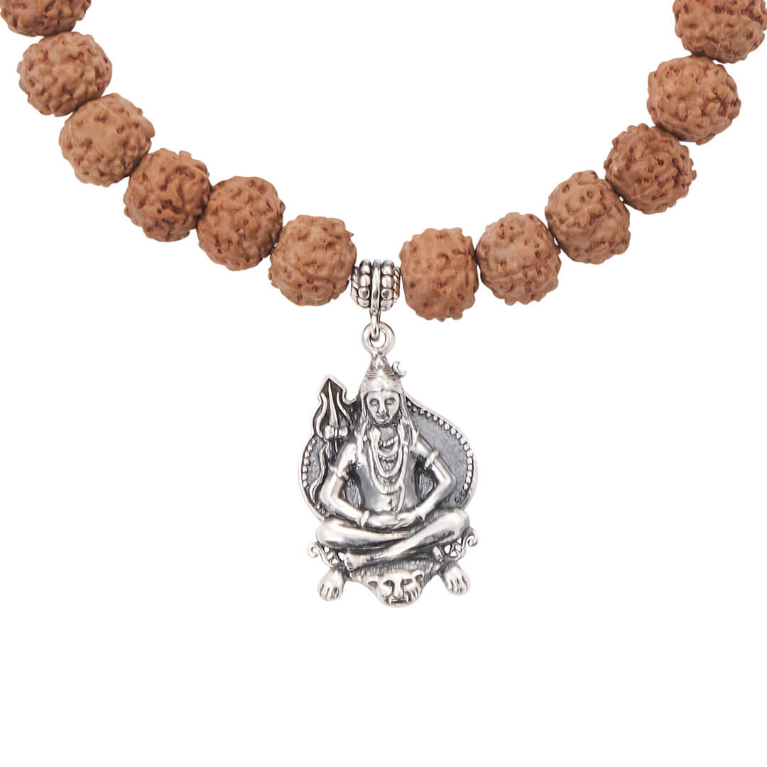 Mahadeva Shiva pendant rudraksha bracelet silver 2