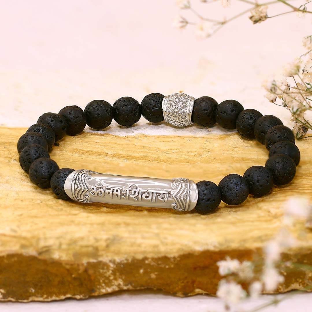 Om Namah Shivaya Lava Sanskrit Bracelet (silver) 3