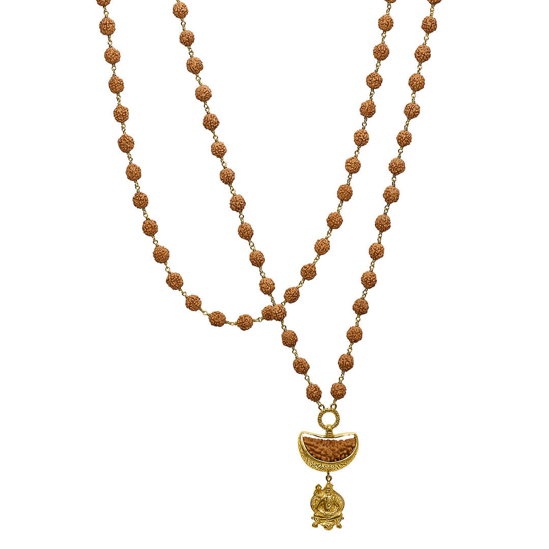 Shiva 1 mukhi rudraksha mala gold 1