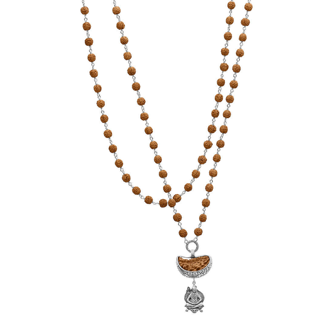 Shiva 1 mukhi rudraksha mala silver 1