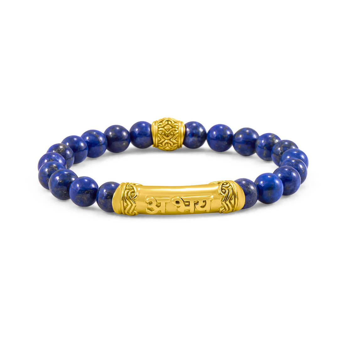 FEARLESS Sanskrit Lapis Bracelet (gold brass) 1