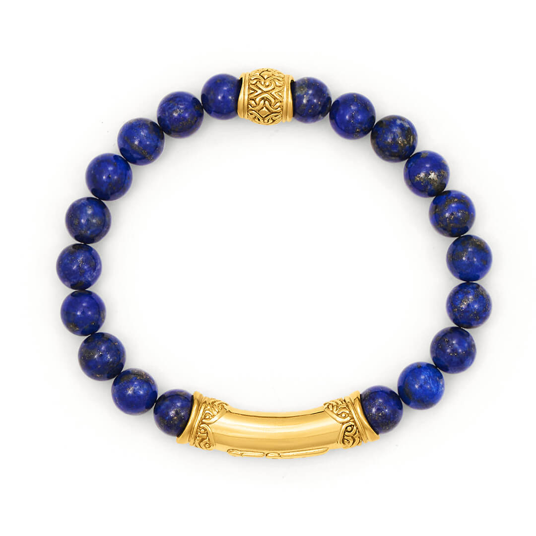 FEARLESS Sanskrit Lapis Bracelet (gold brass) 2