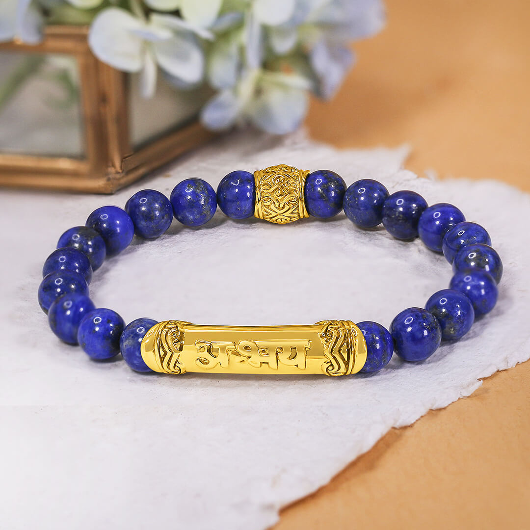 FEARLESS Sanskrit Lapis Bracelet (gold brass) 3