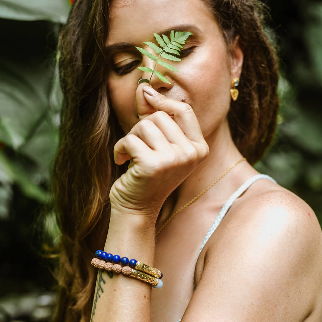 FEARLESS Sanskrit Lapis Bracelet (gold brass) 4