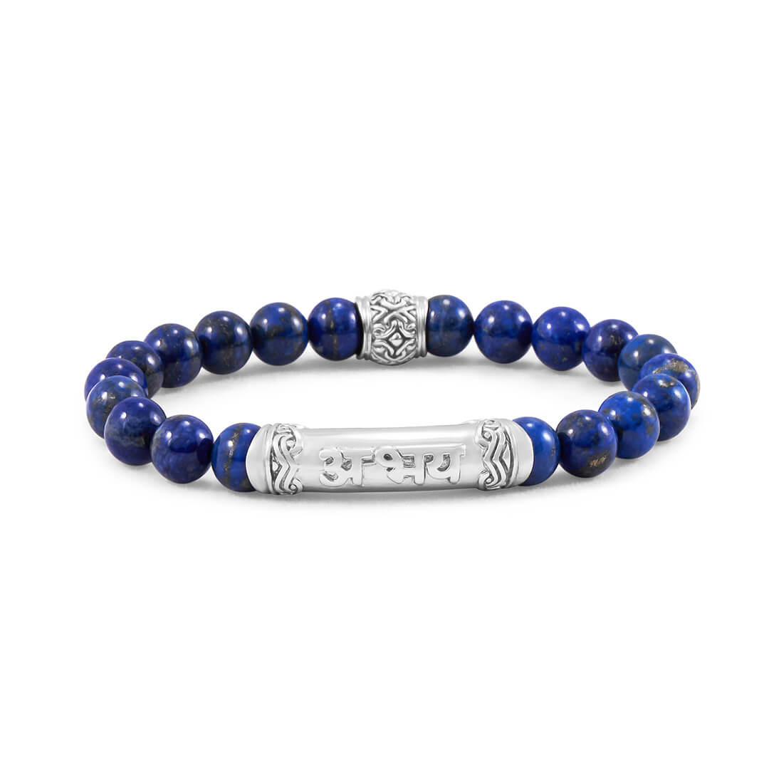 FEARLESS Sanskrit Lapis Bracelet (silver brass) 1