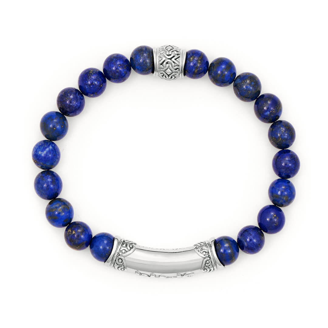 FEARLESS Sanskrit Lapis Bracelet (silver brass) 2