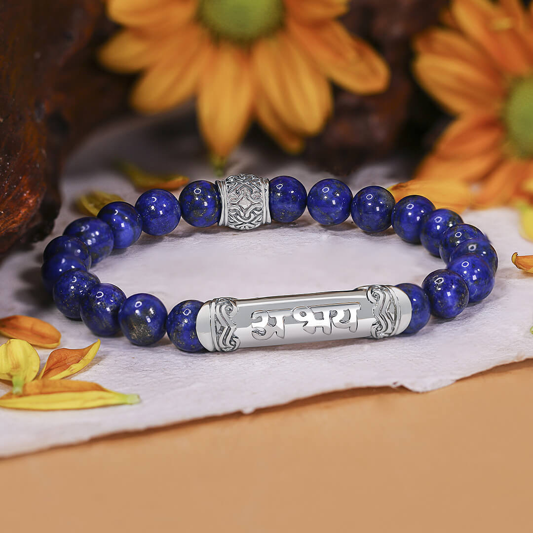 FEARLESS Sanskrit Lapis Bracelet (silver brass) 3