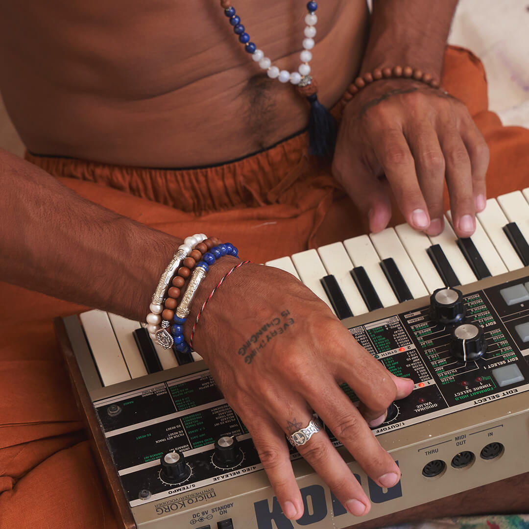 FEARLESS Sanskrit Lapis Bracelet (silver brass) 6