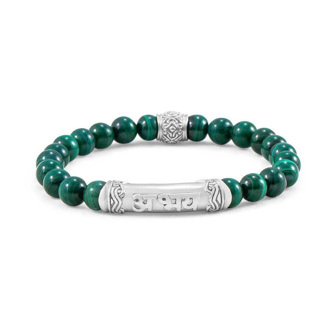 FEARLESS Sanskrit Malachite Bracelet (silver brass) 1
