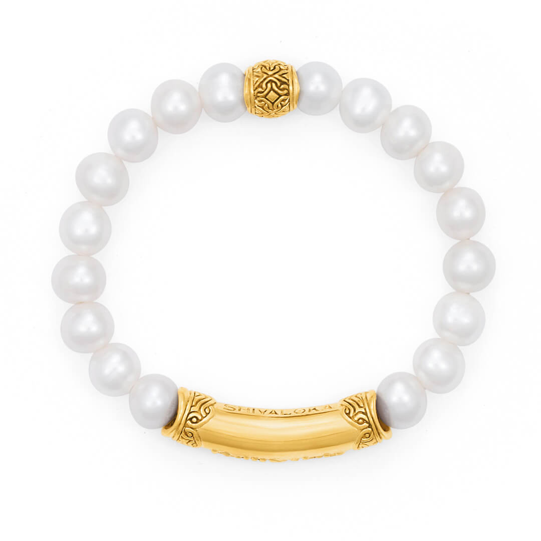 Peace of Mind Calming Pearl Mantra Bracelet (gold) 2