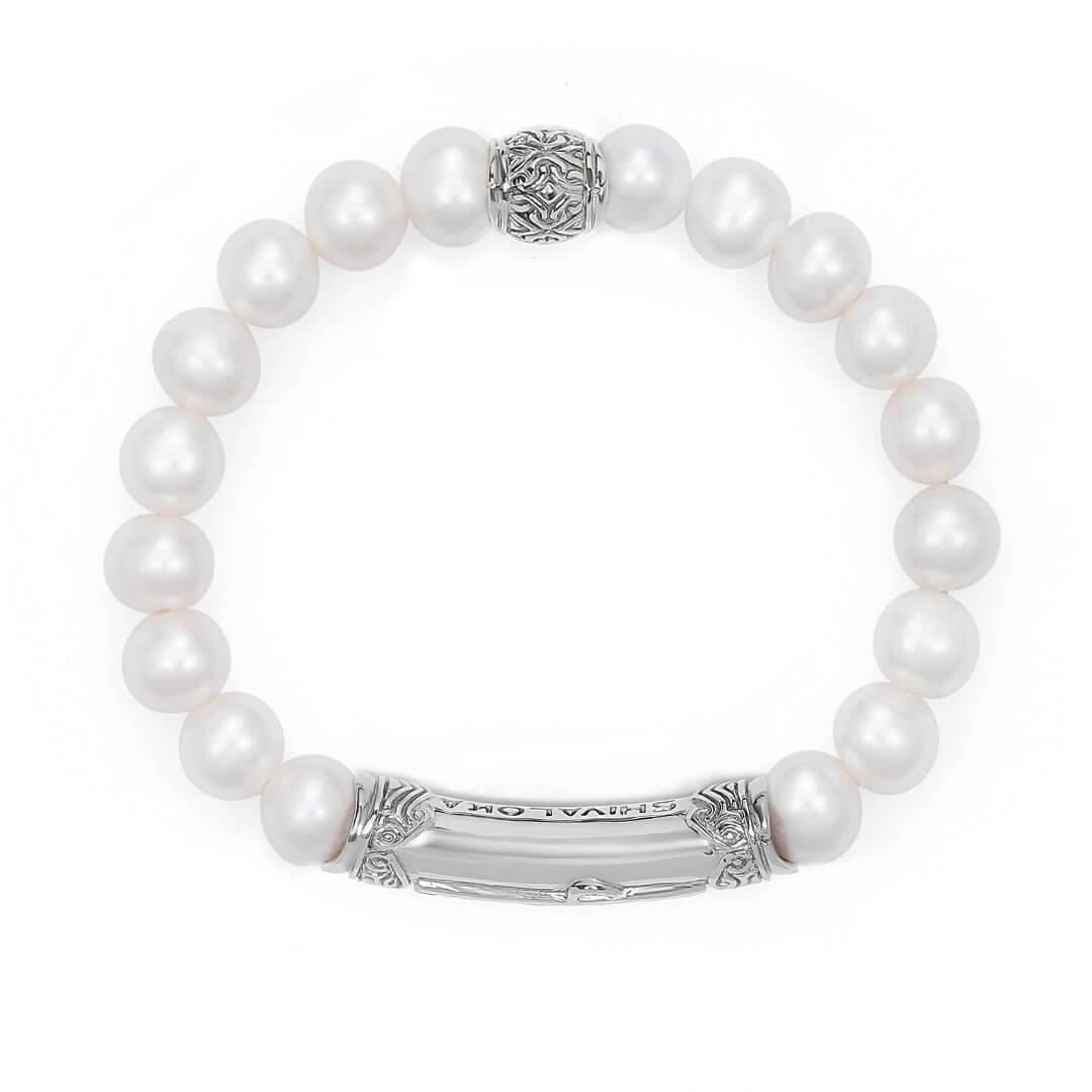 Peace of Mind Calming Pearl Mantra Bracelet (silver) 2