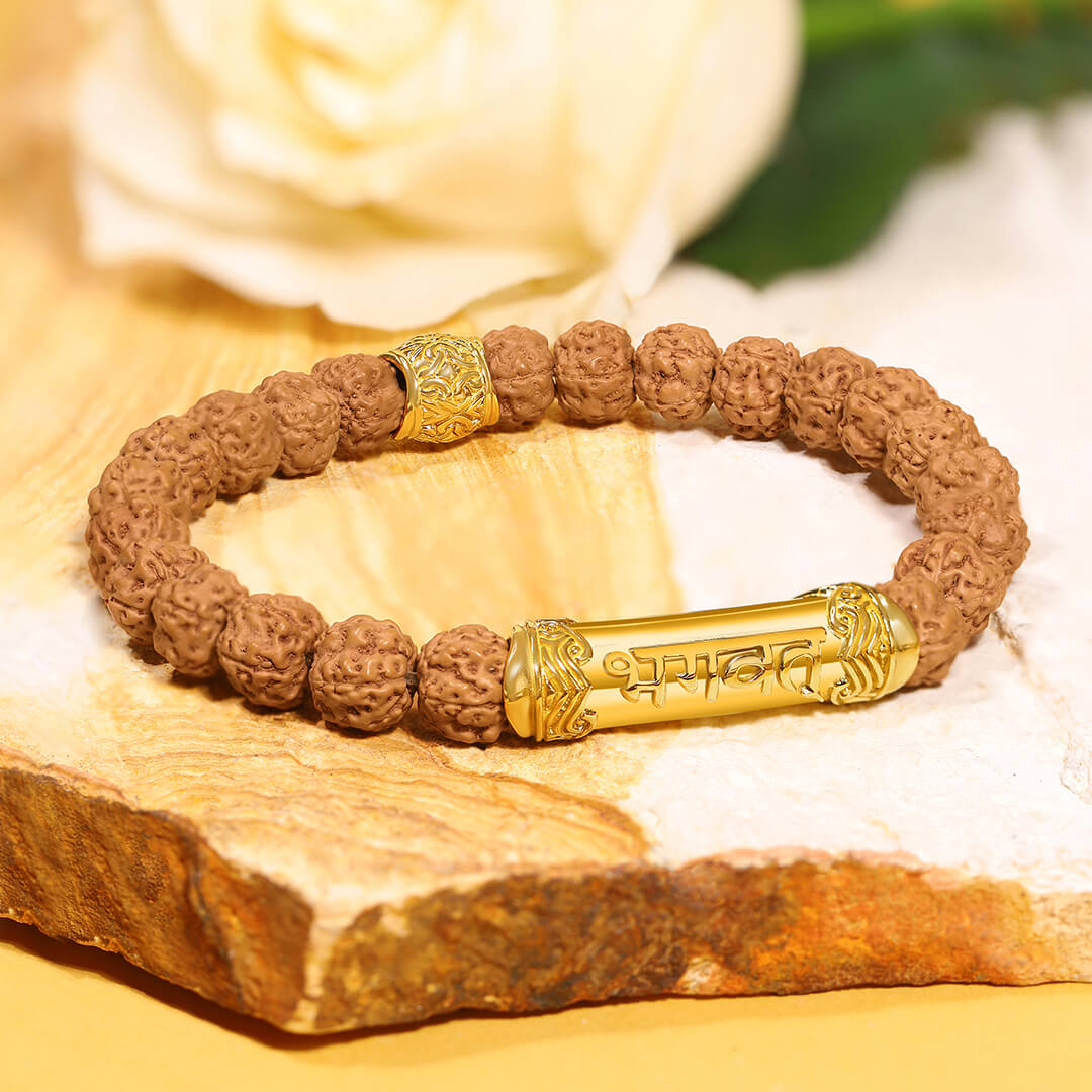 Blessed Rudraksha Mantra Bracelet (gold) 3