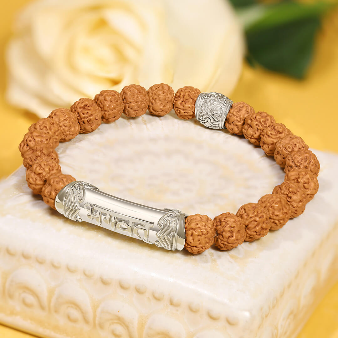Blessed Rudraksha Mantra Bracelet (silver) 3