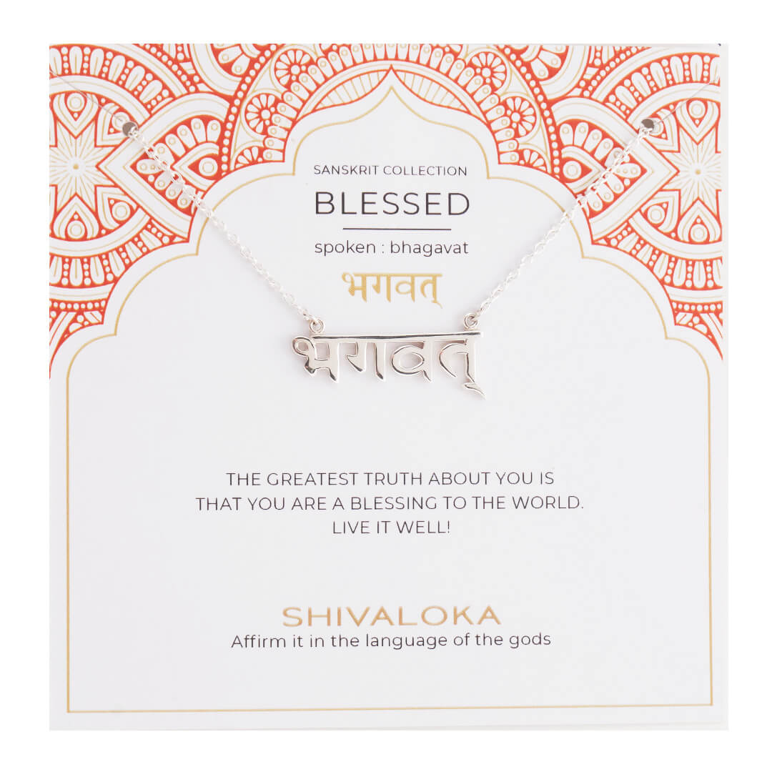 Blessed Sanskrit Necklace (silver) 2