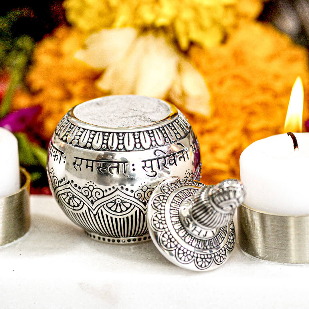 Blessing Mantra Altar Bowl (Silver) – square5