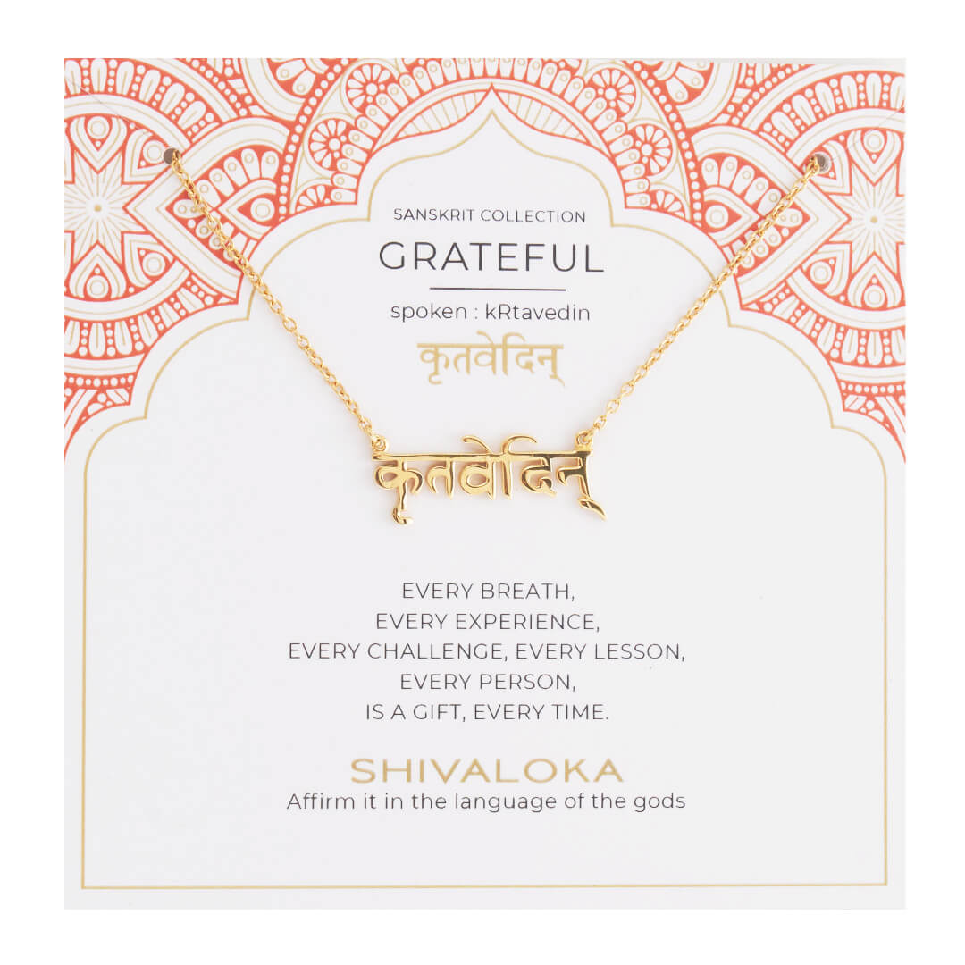 Grateful Sanskrit Necklace (gold) 2