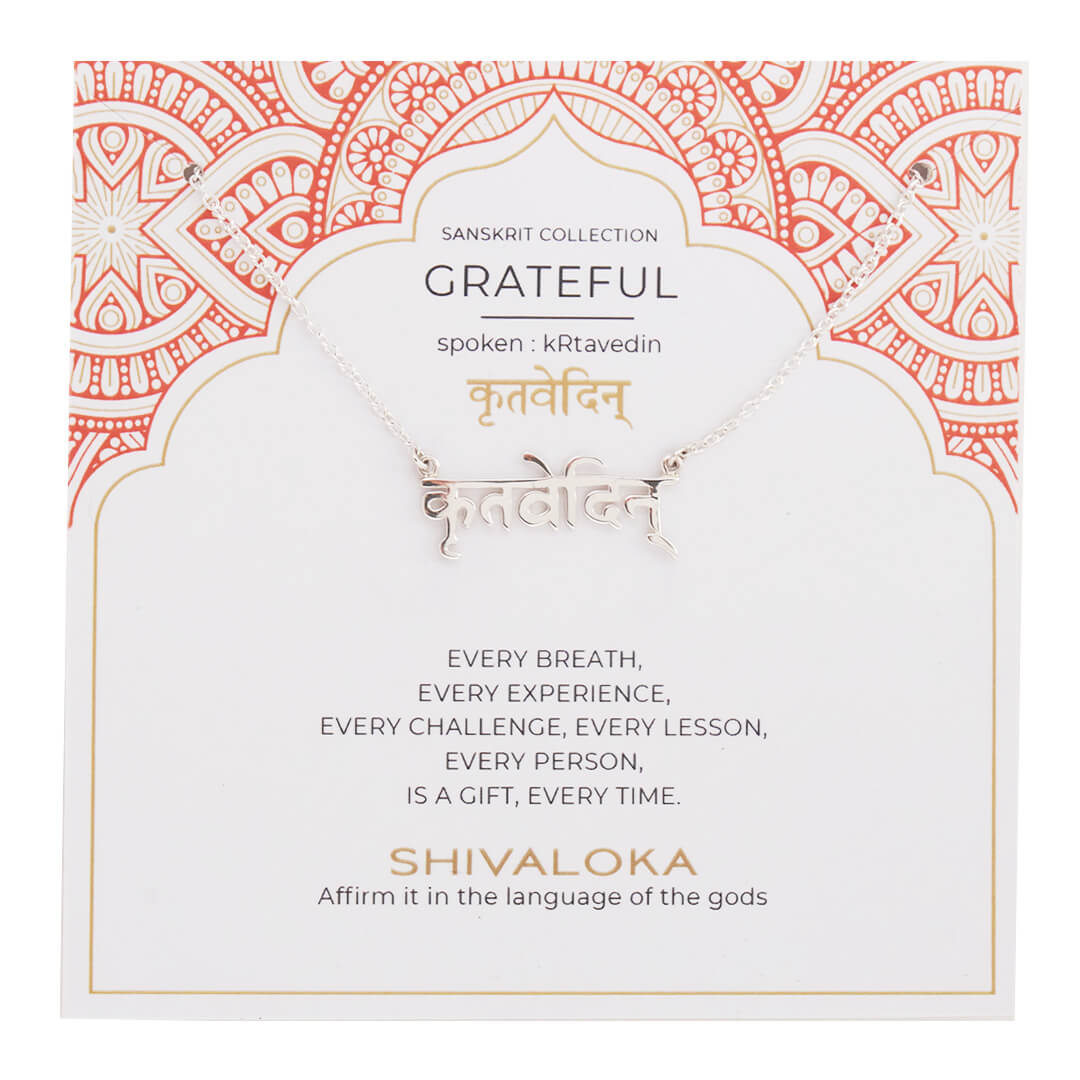 Grateful Sanskrit Necklace (silver) 2