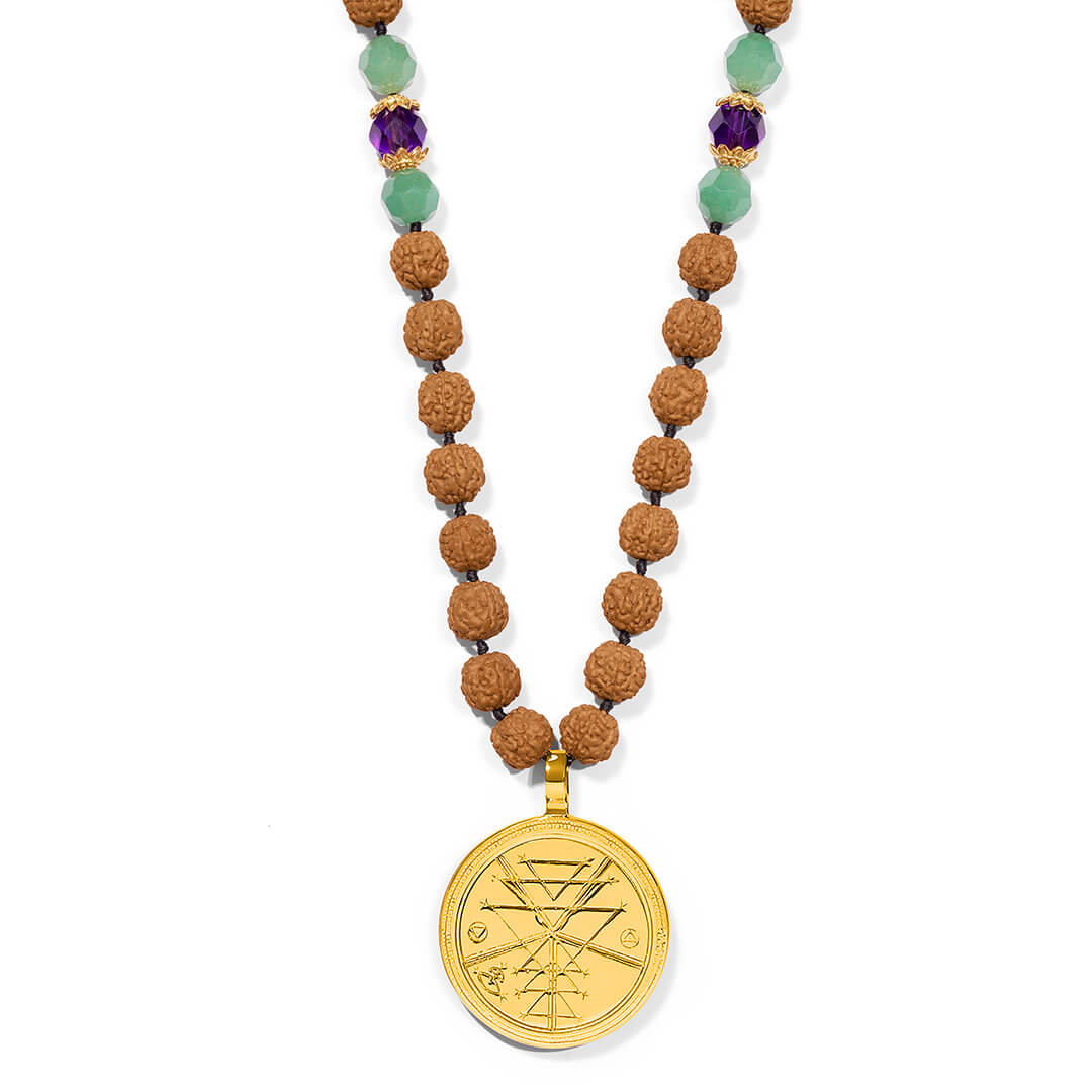 New – Gayatri Yantra Mala amethyst-green aventurine 4
