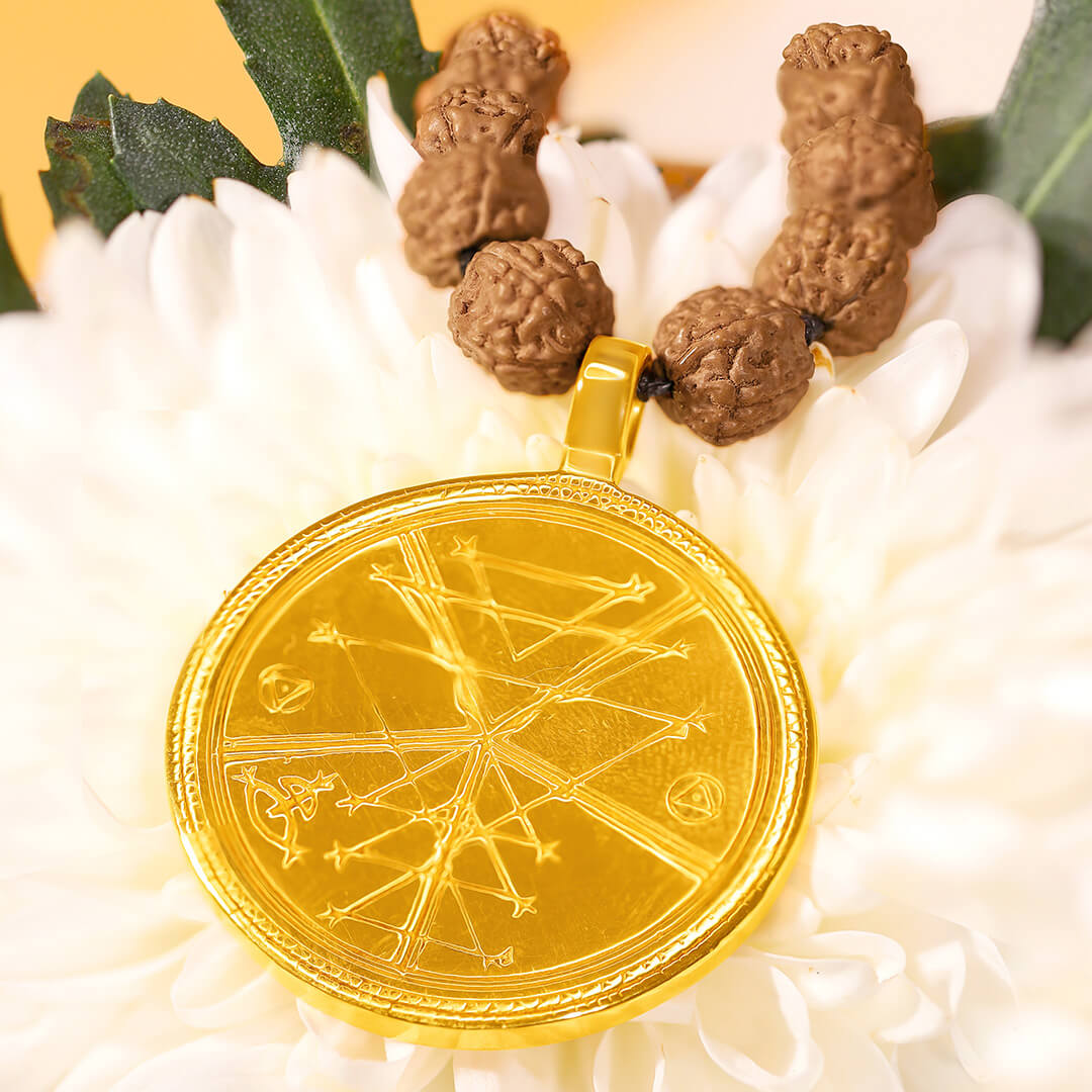 New – Gayatri Yantra Mala amethyst-green aventurine 6