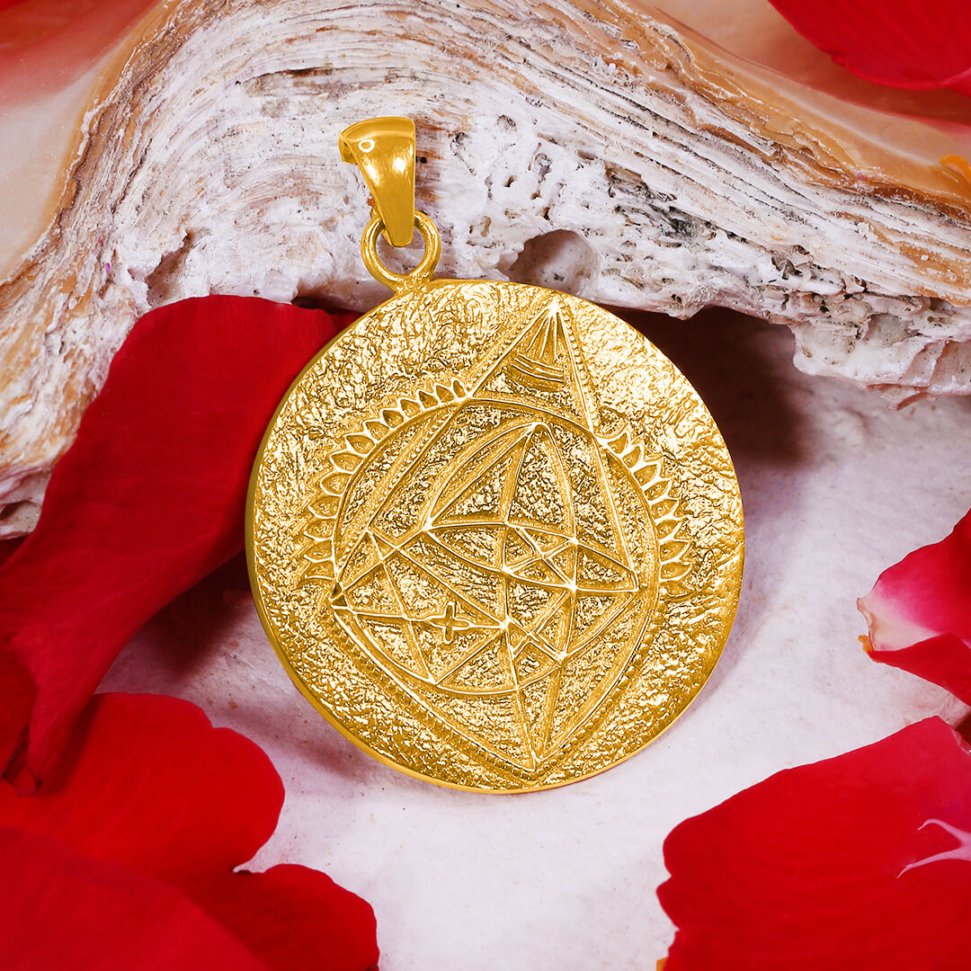 Ganesh Yantra Pendant Necklace gold 3
