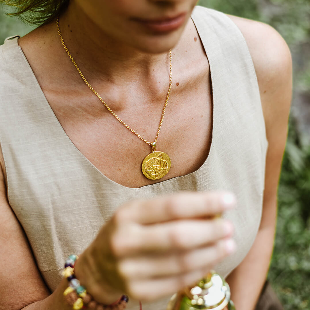 Ganesh Yantra Pendant Necklace gold 5