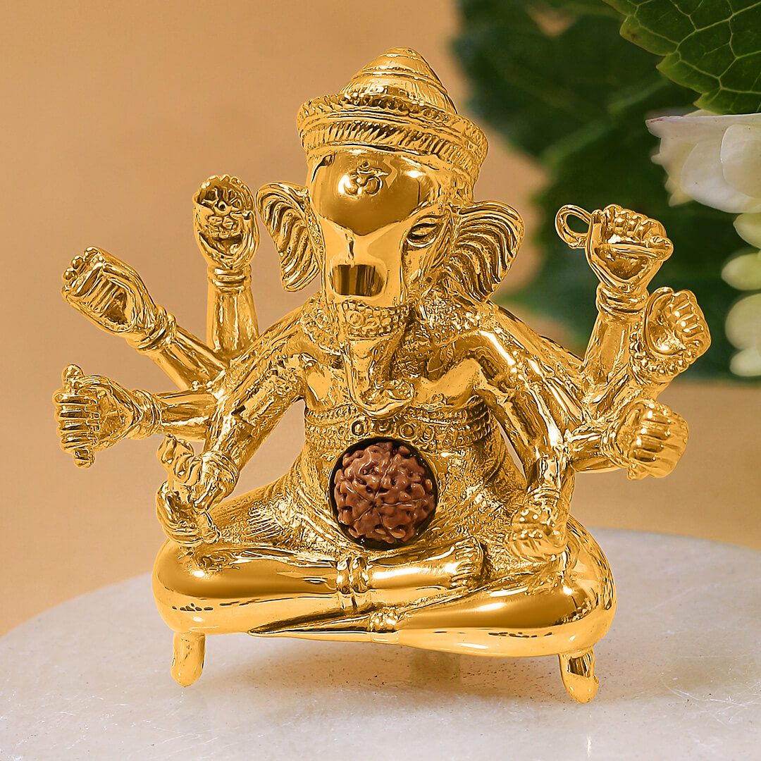 Lambodara – Ganesh Pocket Statue gold 4