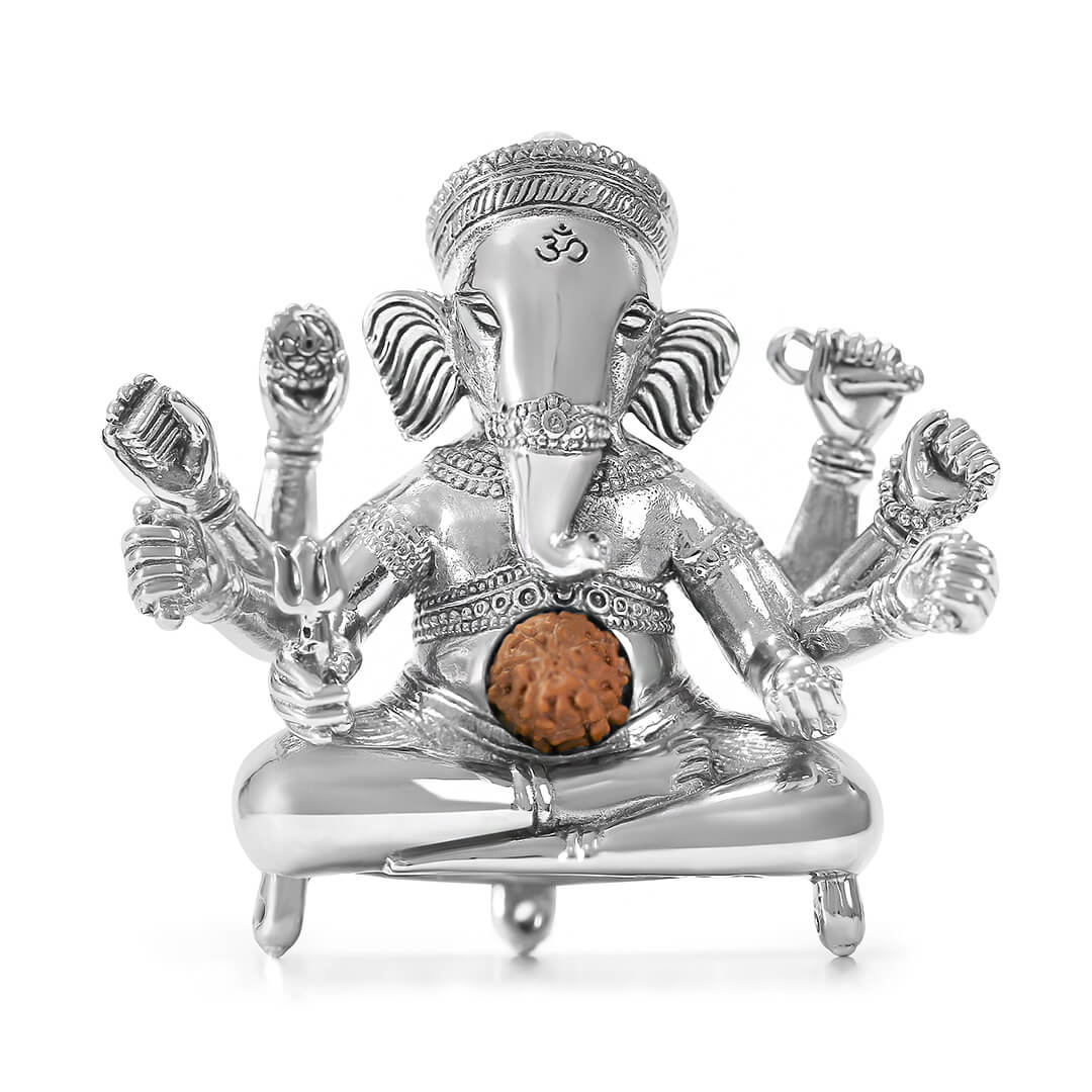Lambodara – Ganesh Pocket Statue silver 1